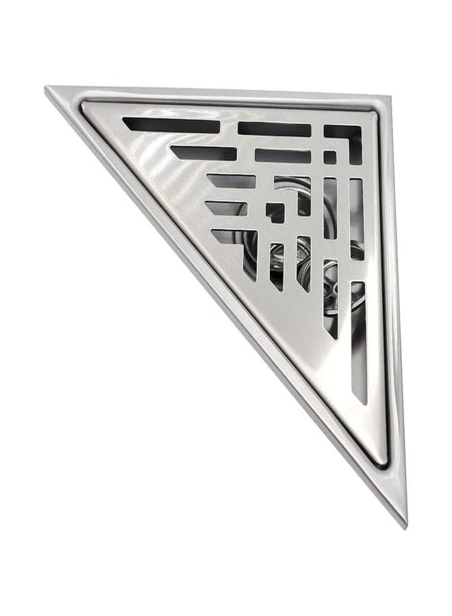 Fossa 11" x 5.5" Inches Marble Tile Triangle Shower Drain - Stainless Steel Triangular Shower Floor Drain with Removable Patterned Grate, Hair Strainer, Threaded Adapter (11"x5.5" Marble Wave) - Image 1